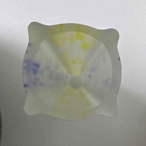 Hand-Blown Glass Bud Vase With Yellow & Blue Speckled Pattern - Picture 2 of 4